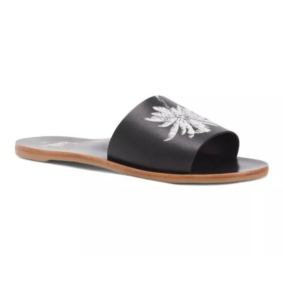 Beek Mockingbird Palm Flat Slide SANDALS Size 8 Black Leather NEW - Picture 2 of 14
